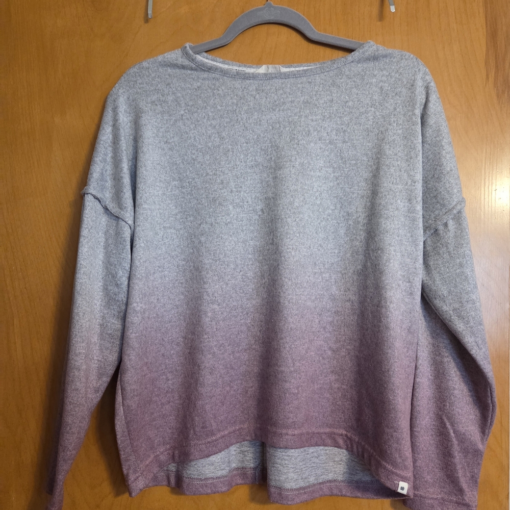 Lucky Brand Gray and Purple Crew Neck Sweater